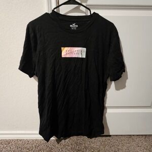 Hollister California Black T Shirt Size L Crew Neck Short Sleeve Cotton Tee